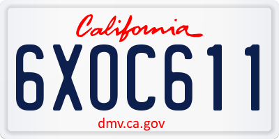 CA license plate 6XOC611