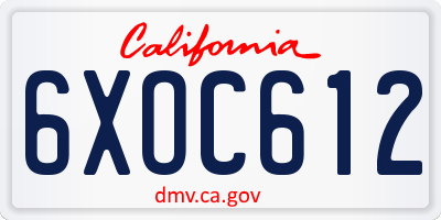 CA license plate 6XOC612