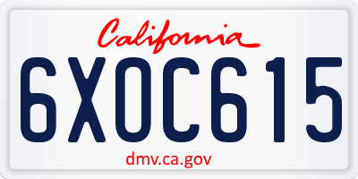 CA license plate 6XOC615