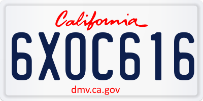 CA license plate 6XOC616
