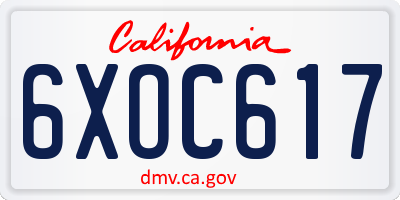 CA license plate 6XOC617