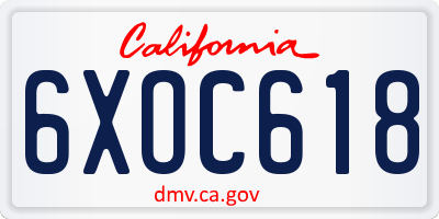 CA license plate 6XOC618