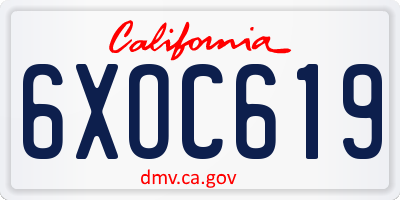CA license plate 6XOC619