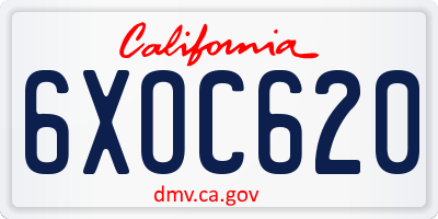 CA license plate 6XOC620