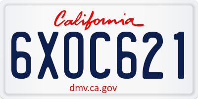 CA license plate 6XOC621