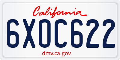 CA license plate 6XOC622