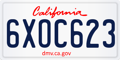 CA license plate 6XOC623