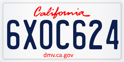 CA license plate 6XOC624