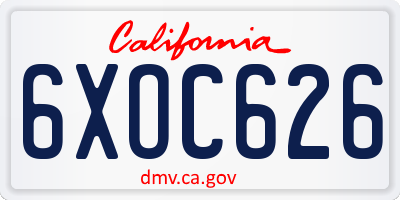 CA license plate 6XOC626
