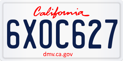 CA license plate 6XOC627