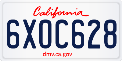 CA license plate 6XOC628