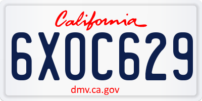 CA license plate 6XOC629