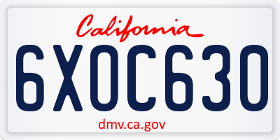 CA license plate 6XOC630