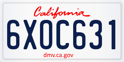 CA license plate 6XOC631