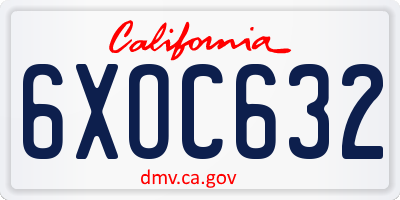 CA license plate 6XOC632
