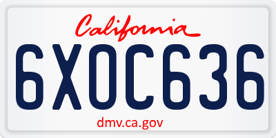 CA license plate 6XOC636