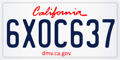 CA license plate 6XOC637