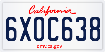 CA license plate 6XOC638