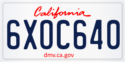 CA license plate 6XOC640