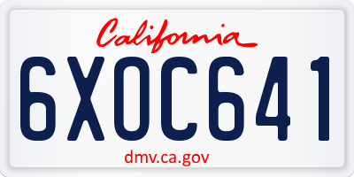 CA license plate 6XOC641
