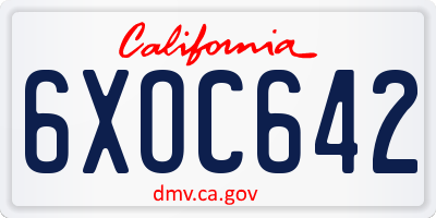 CA license plate 6XOC642