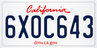 CA license plate 6XOC643