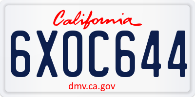 CA license plate 6XOC644