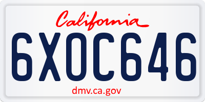 CA license plate 6XOC646