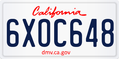 CA license plate 6XOC648