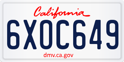 CA license plate 6XOC649