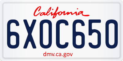 CA license plate 6XOC650