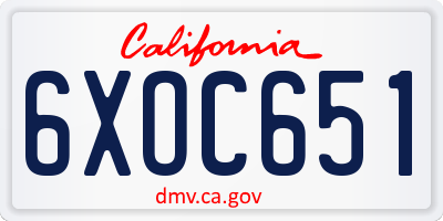 CA license plate 6XOC651