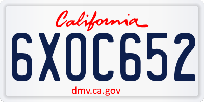 CA license plate 6XOC652