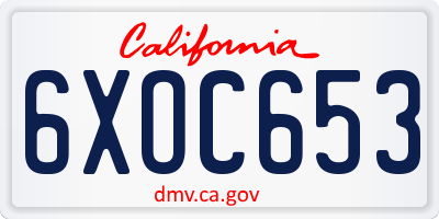 CA license plate 6XOC653