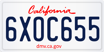 CA license plate 6XOC655