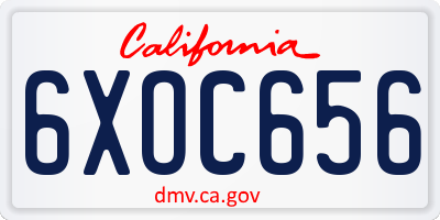CA license plate 6XOC656