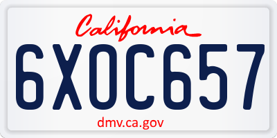 CA license plate 6XOC657