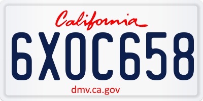 CA license plate 6XOC658