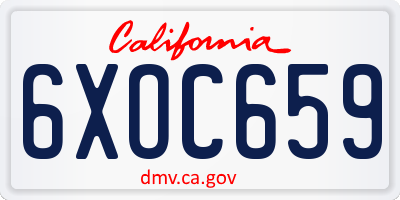 CA license plate 6XOC659
