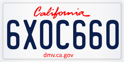 CA license plate 6XOC660