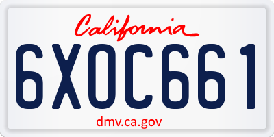 CA license plate 6XOC661