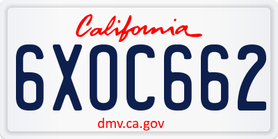 CA license plate 6XOC662