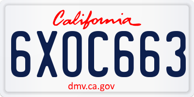 CA license plate 6XOC663