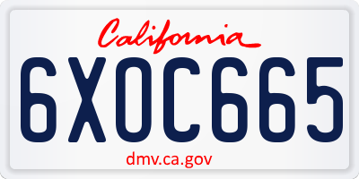 CA license plate 6XOC665