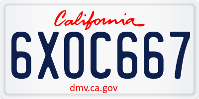CA license plate 6XOC667