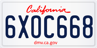 CA license plate 6XOC668