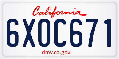 CA license plate 6XOC671