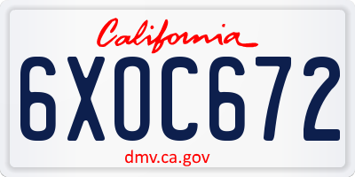CA license plate 6XOC672