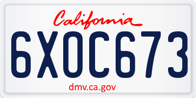 CA license plate 6XOC673