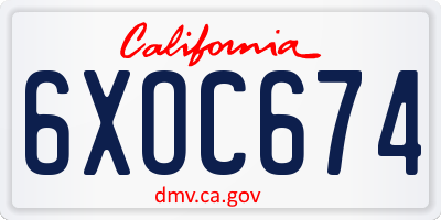 CA license plate 6XOC674